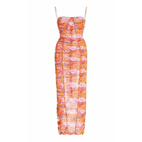 maxi dresses in size 22 Hayes 100% Premium Cotton Maxi Dress in Peach Blue Small